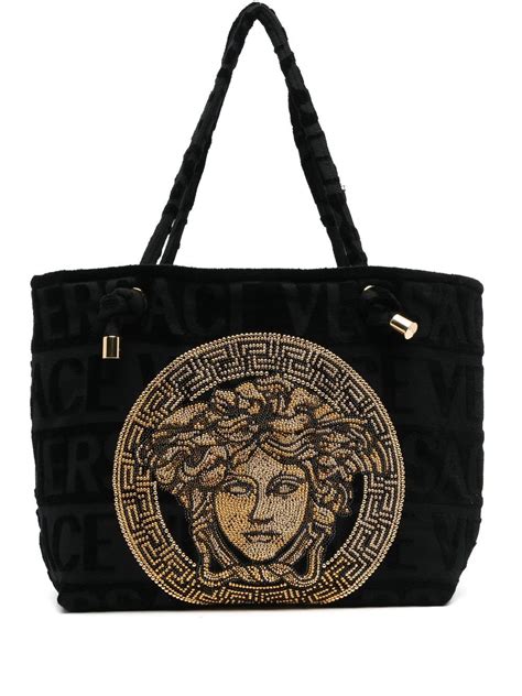 women versace tote bag|Versace icon towelling tote.